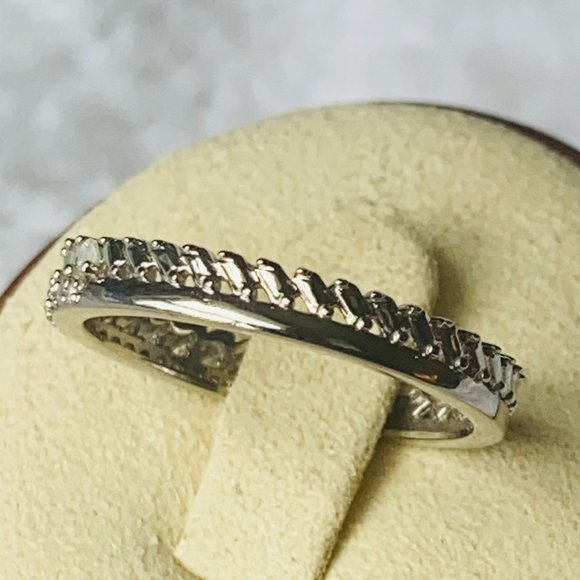 Natural Diamond 0.50 ctw Stackable Band Ring Platinum Over Sterling Silver Sz 9 - Picture 4 of 7
